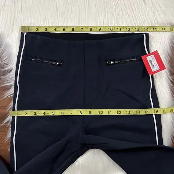 Spanx Size Medium Navy Blue The Perfect Ankle‎ Piped Skinny Pants